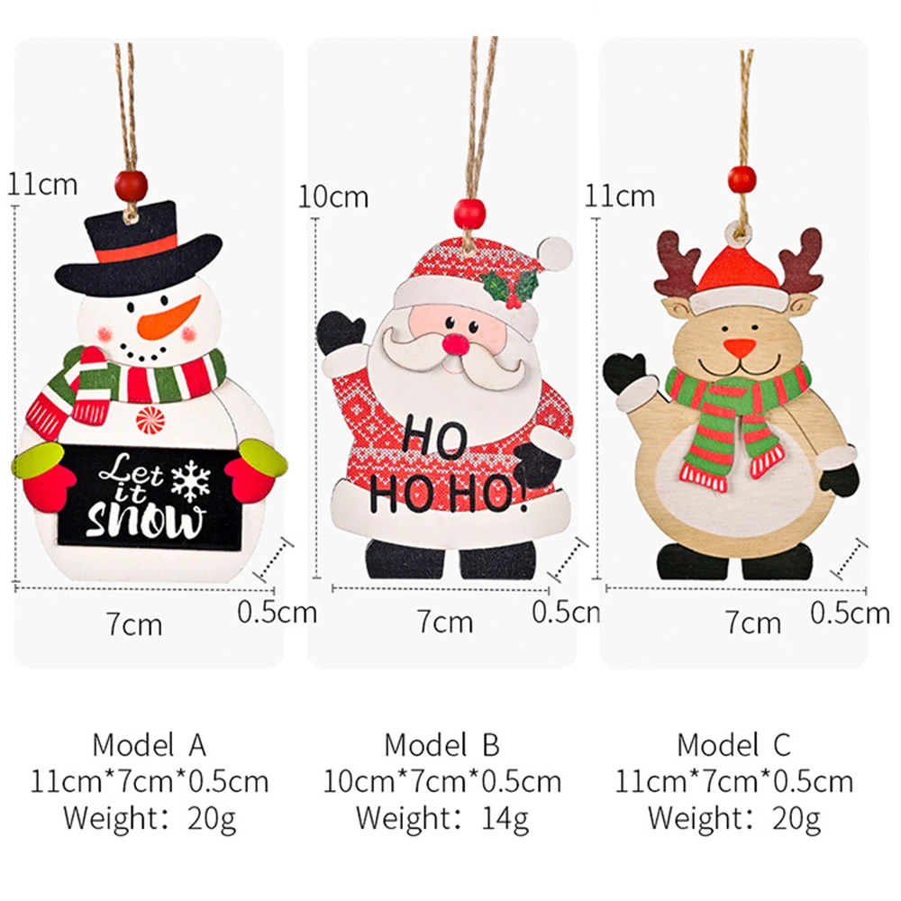 Christmas Santa Claus Wooden Pendants Xmas Tree Ornaments Home Hanging  Decor Christmas Decorations for Home Ornaments 2021
