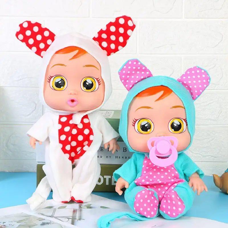 3d Cute Weeping Doll Crying Baby Toy Simulation Tearing Multifunction Vinyl  Weep Baby Birthday Surprise Gift For Kids 10 Inches