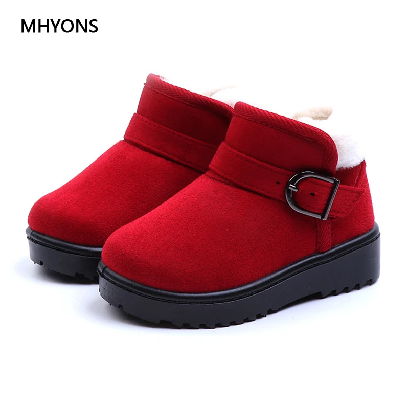 MHYONS/детская одежда для снежной погоды; детская обувь; обувь для девочек; обувь для мальчиков; модная мягкая подошва, детские для девочек плюшевые сапоги Зимняя теплая куртка для детей, кроссовки на плоской подошве