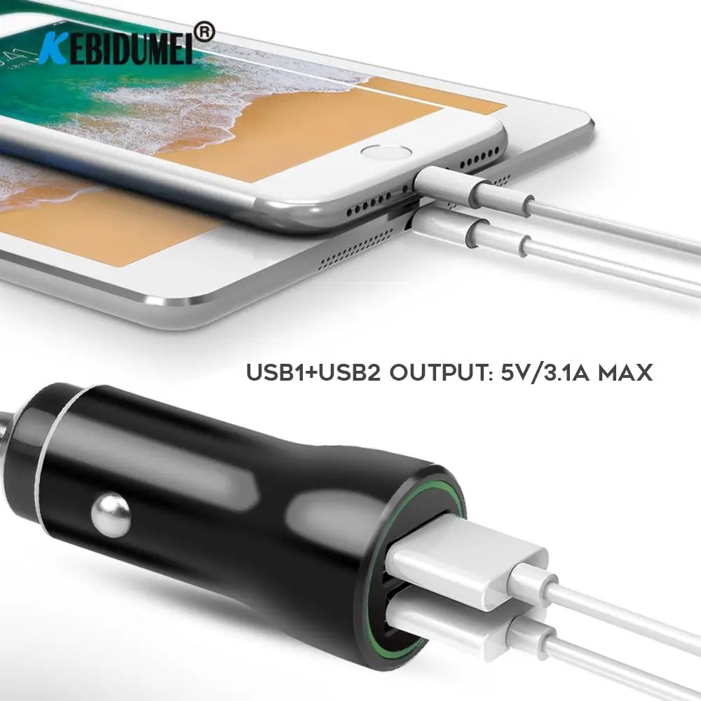 3.1A автомобильный прикуриватель USB адаптер питания для Xiaomi Huawei iPhone X 5G MP3 плеер