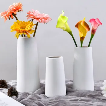 

Nordic Simple White Ceramic Flower Vase Home Decoration Modern Art Flower Vase Plant Holder Desk Hydroponics Device Room Decor