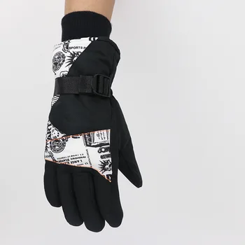 

2pcs Ski Glove Ski Furry Waterproof Touching Screen Design Anti-Slipping Mitten Hand Protector Anti-Slipping Touching Screen
