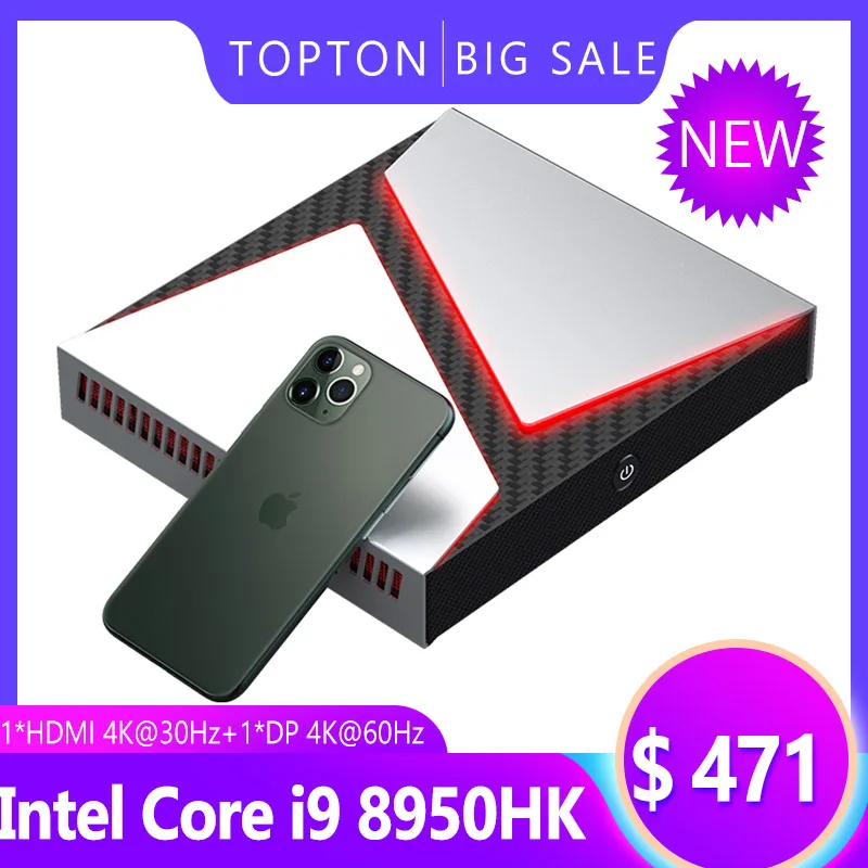Intel выделенная карта игровой мини ПК Core i9 9980HK 9880H i7 9750H Nvidia GTX 1650 4 Гб Настольный 2 * DDR4