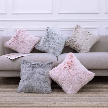 

GY0763 Soft Gradient Long Plush Pillowcase(No Filling) Backrest Cushion Cover Sofa Throw Pillow Cover Home Decor