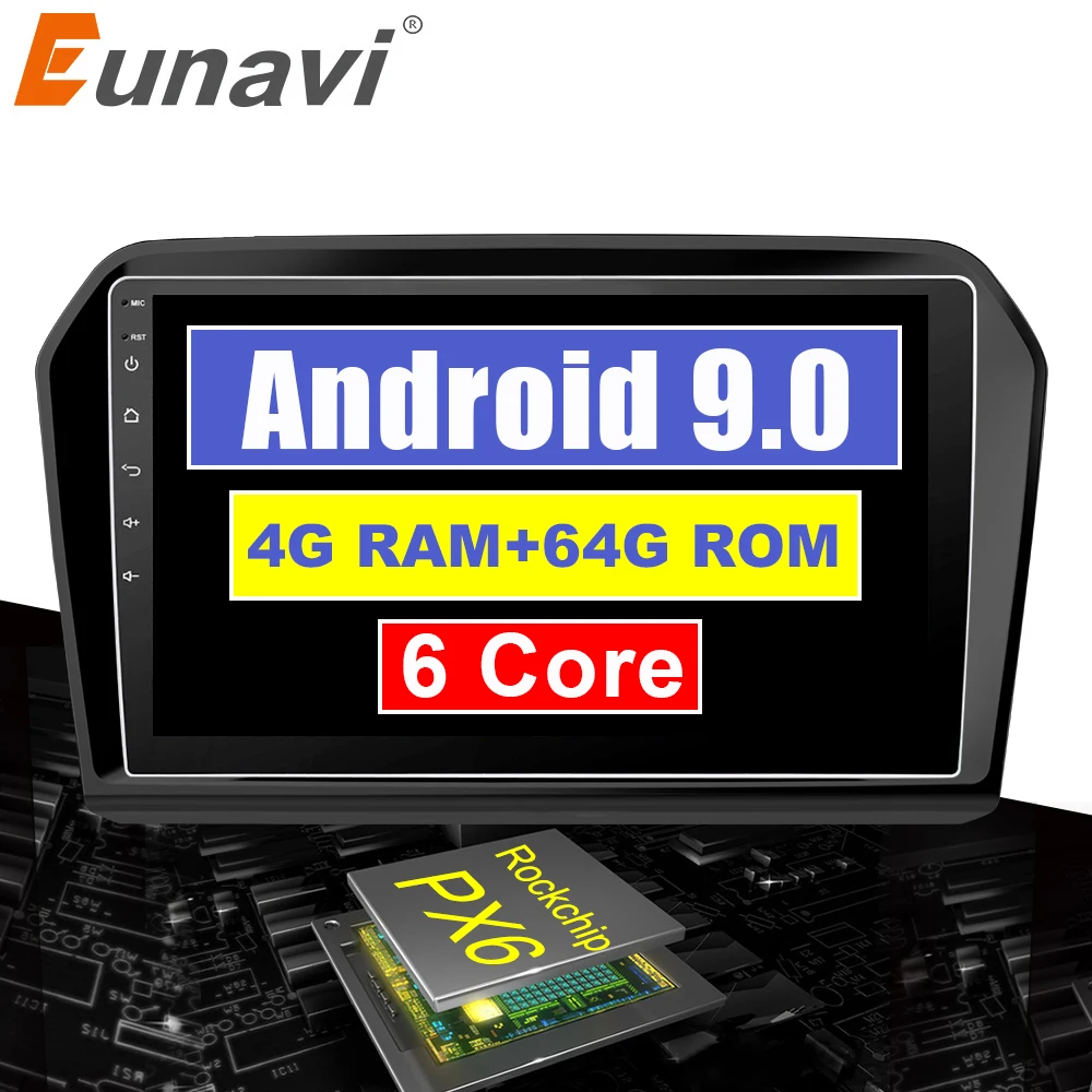 Eunavi 10,1 дюймов Android 9,0 2Din автомобильный навигационный GPS радиоприемник стерео для VW Volkswagen JETTA 2012 2013 2014 2015 wifi 4G + 64G RK3399