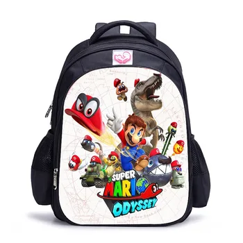 

16 inch Mario Printing Children School Bags Cartoon Backpacks For Boys Girls Mario Bros Bag Students Birthdays Gifts