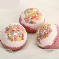 100g Deep Sea Salt Bath Ball Bomb Explosion Bathing Ball Bubble Natural Sea Salt Bath Ball with Dried Flower Body Essential Oil