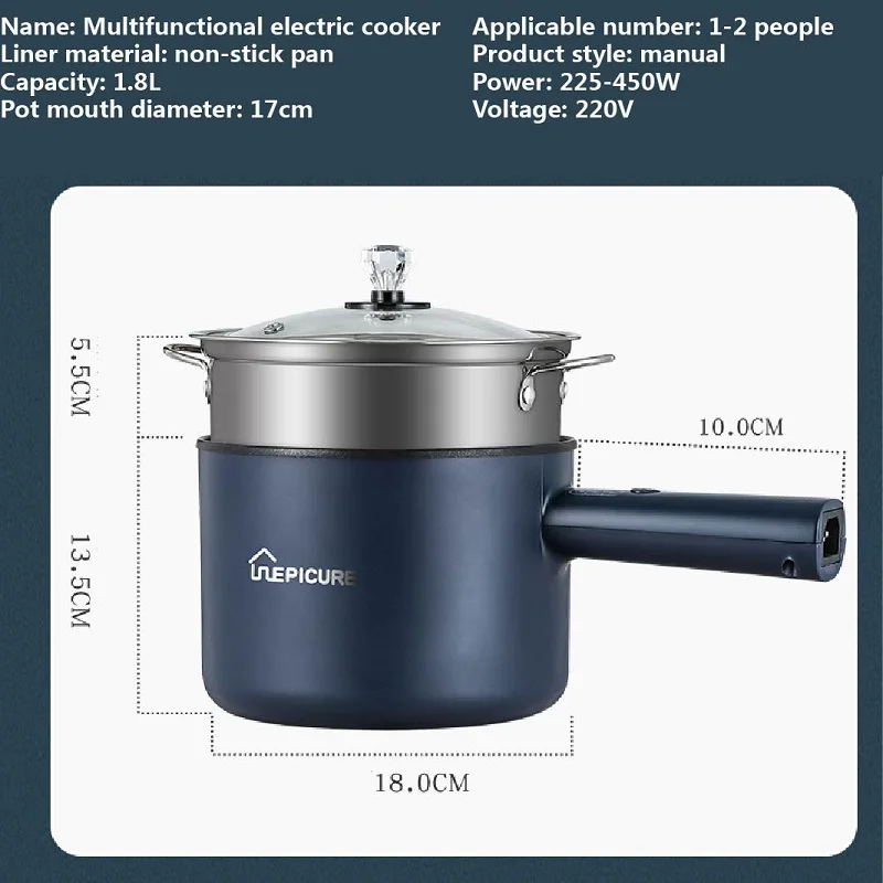 1.8l Electric Cooking Pot Multifunctional Non-stick Pan Household 1-2  People Hot Pot Single/double Layer Electric Rice Cooker - Pans - AliExpress