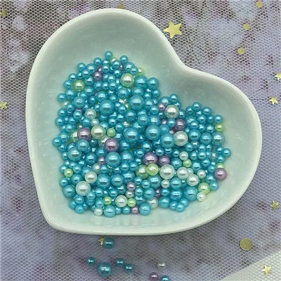 Mix Цвет 2/3/4/5 мм круглые жемчужины имитация Подвески Ювелирные изделия бусины без отверстия для рукоделия украшение для альбома 10g - Цвет: Mix color light blue