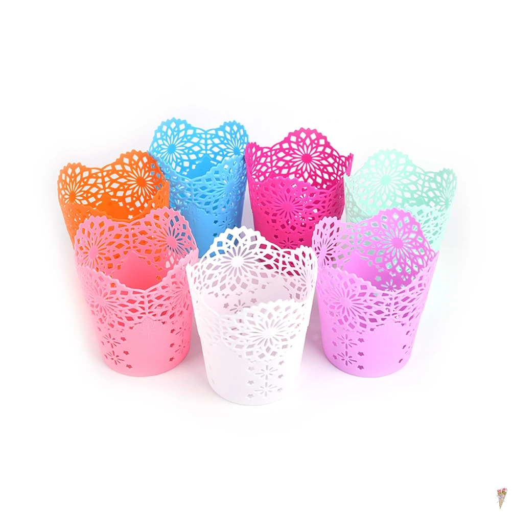 

Round Pen Holders Storage Organizer Hollow Rose Flower Pen Case Pencil Stand Container Office School Stationary