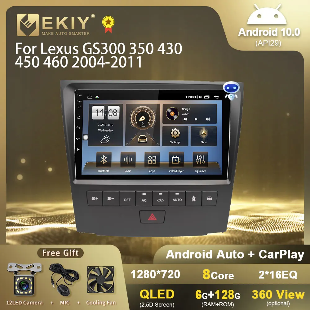 Автомагнитола EKIY T7 QLED DSP Android 10 для Lexus GS300 350 430 450 460 2004-2011 Navi GPS Carplay мультимедийный