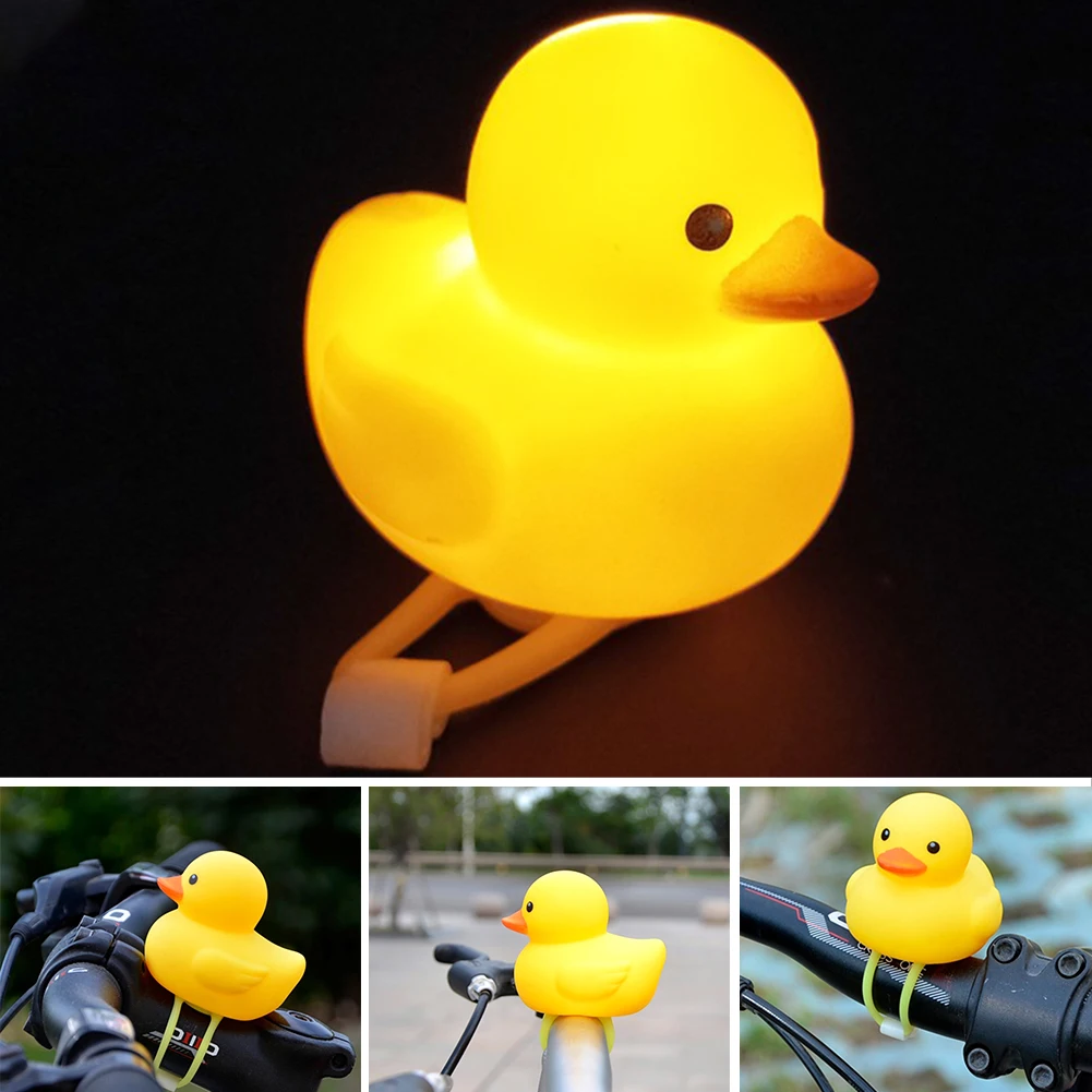 cheap Riding Outdoor Road Bike Duck Shape Silicone Cartoon Bicycle Head Light Adjustable Band Detachable Accessories With Bell Led