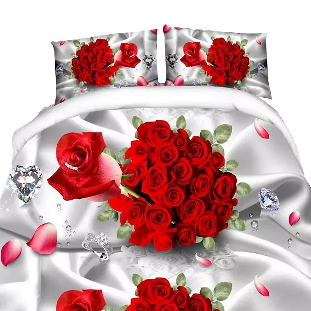 2019 новый роскошный комплект постельного белья Flower3/4 шт с принтом розы роскошное