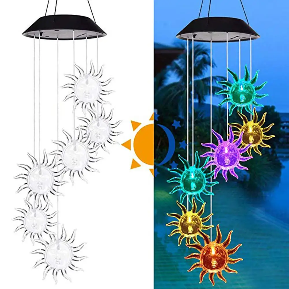 

Solar Light Wind Chime Night Light LED Garden Hanging Spinner Lamp Color Changing Outdoor Lights Lampe Solar Lights Wall Lamp