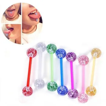 

New Sale Ear Plug Body Chain 5PCS Acrylic Tongue Pierced Nipple Ring Barbell Body Piercing Jewelry Stud Bar Straight Transparent