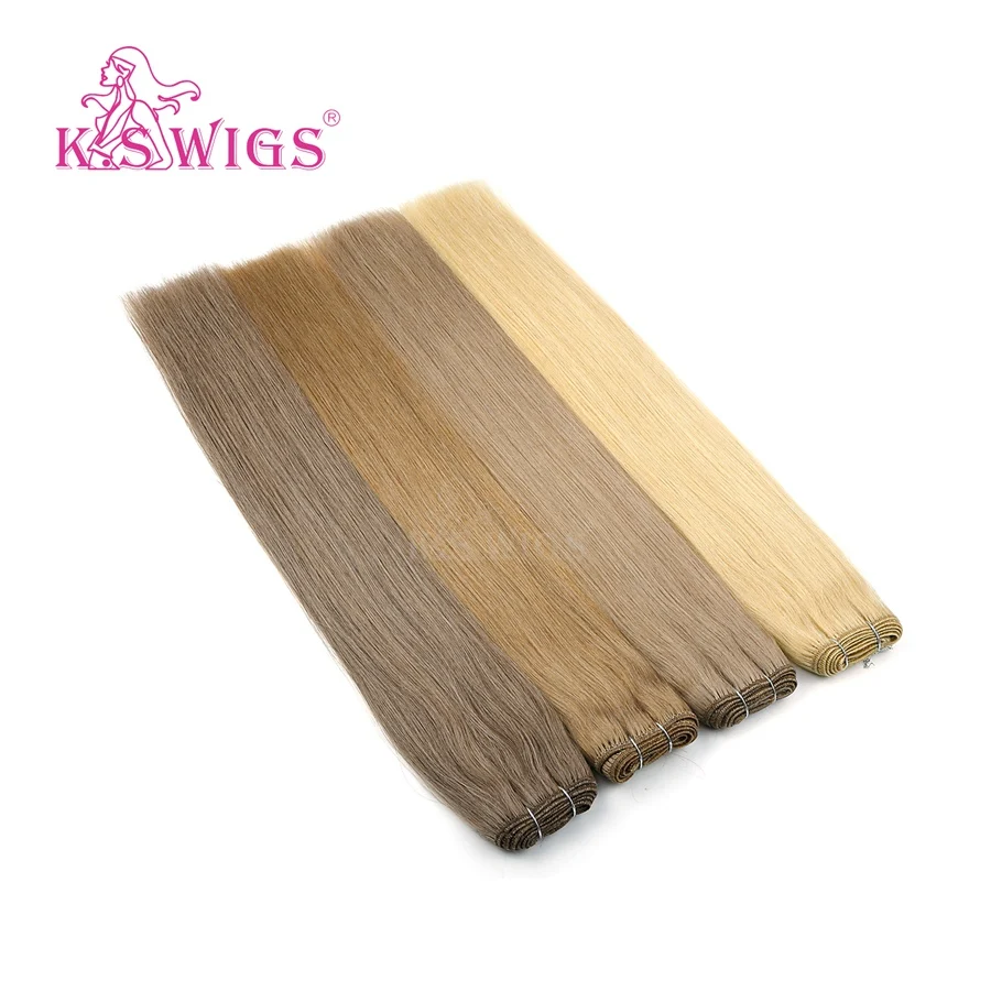 K.S WIGS 100g/pc Straight Double Drawn Hair Weft Remy Human Hair Weaves Bundles 20'' 24''