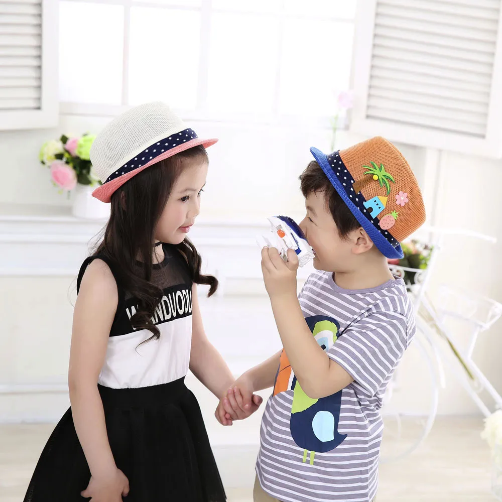 Boys and girls jazz hat embroidered coconut tree Toddler Infant Sun Cap Outdoor Baby Girls/Boys Hat Jazz Cap For Baby 