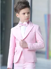Costume Slim rose pour enfants, Costume de mariage, Blazer sur mesure pour garçons, veste et pantalon de smoking 2 pièces 