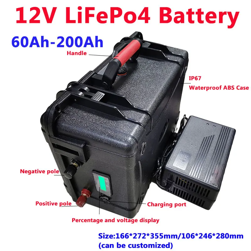 GTK LiFePo4 12V 60AH/80AH/100AH/120AH/150AH/180/200AH литий Батарея с bms для рыбы лодка питания транспортного средства+ 10A зарядное устройство