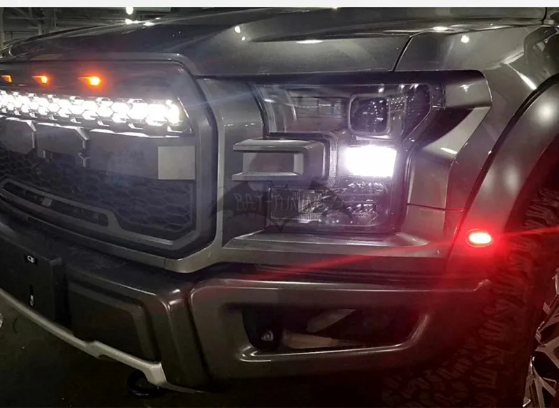 Черный/серый ячеистой сетки Стиль передняя решетка подходит для Ford Raptor F-150- Raptor передний бампер решетка ABS с фонари янтарного цвета