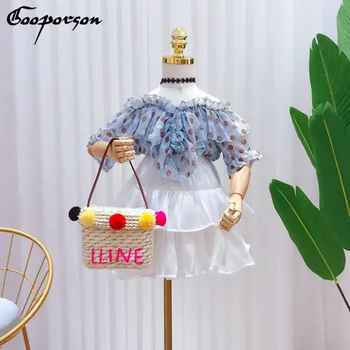 

Gooporson Summer Kids Clothes Chiffon Dots Lace Short Sleeve Top&white Skirt Cute Little Girls Clothing Set Fashion Outfits