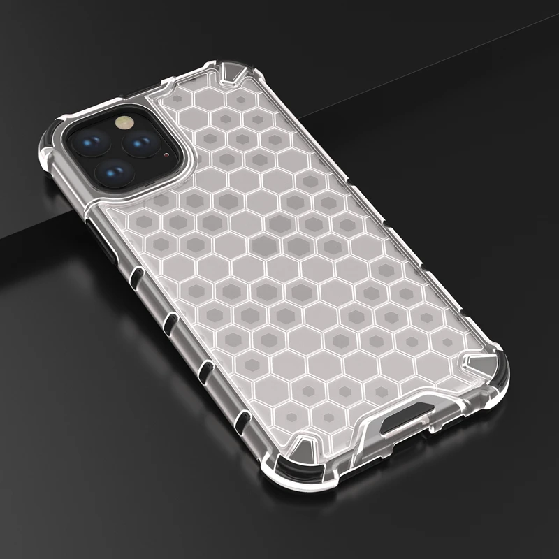 White Подушка безопасности противоударный защитный чехол на iphone 11 Pro max Вафельная Ткань Прозрачный жесткий чехол для iphone xr x xs max 6 6s 7 8 plus чехол - Цвет: White