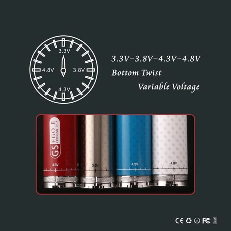 Новая электронная сигарета GS eGo II twist vv 2200 mAh 3,3 V-4,8 V с переменным напряжением, большой емкости, электронная сигарета vs tesla 3200 mAh, электронная сигарета