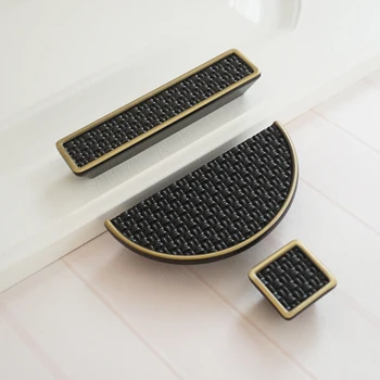 

2.5" 3.75" Black Bronze Drawer Pull Handles Square Cabinet Knobs Semicircle Door Handle Vintage Furniture Handle Knob 64 96mm