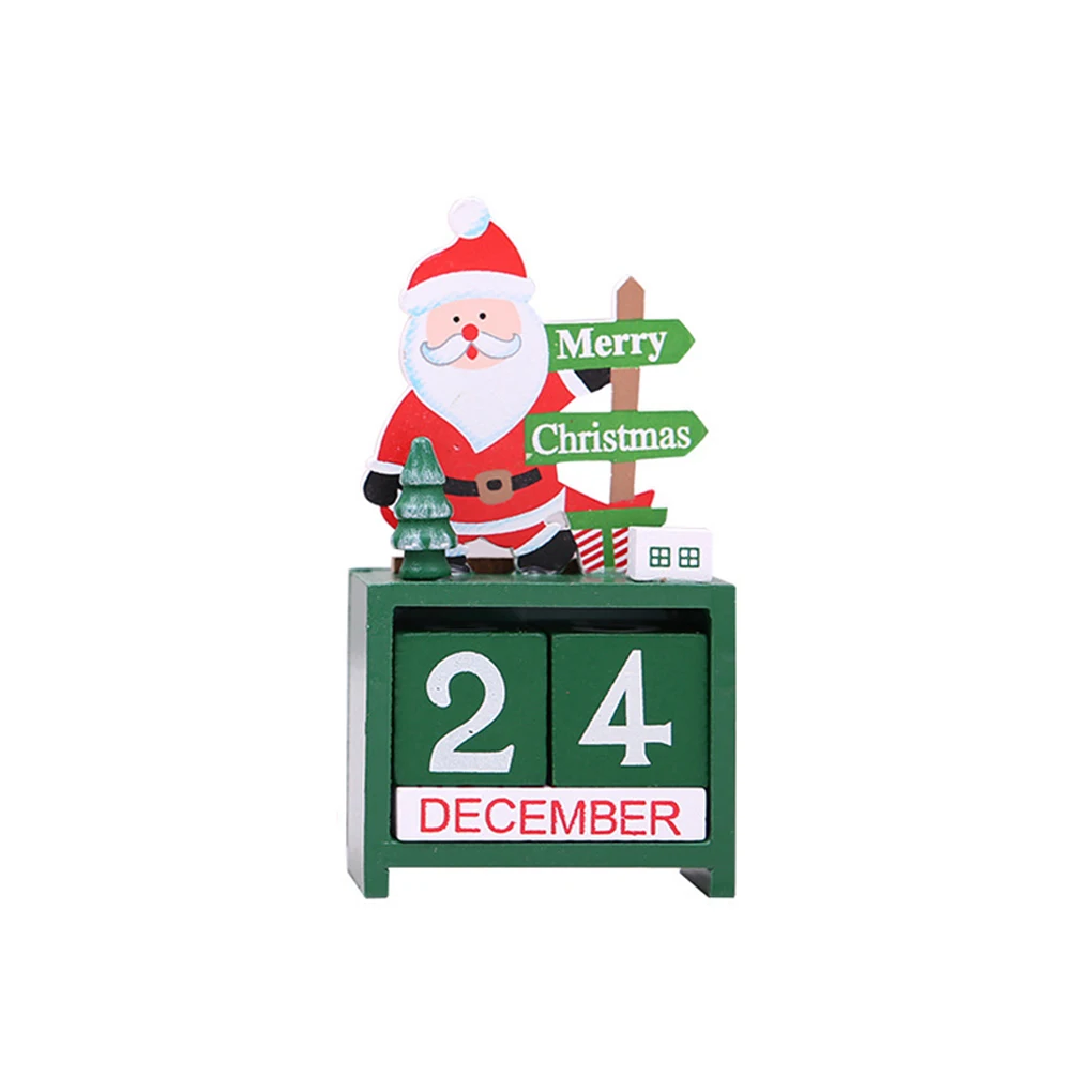 Милый Настольный деревянный календарь Advent маленький Рождественский обратный отсчет со снеговиками, с северными оленями Санта рождественские украшения своими руками деревянный календарь подарок