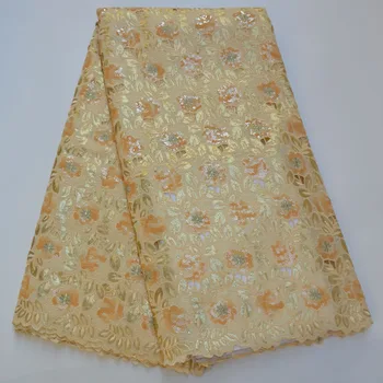 

Latest African Organza Lace Fabric 2020 High Quality French Net Laces With Sequins Embroidery Tulle Lace For Dresses TG8-96