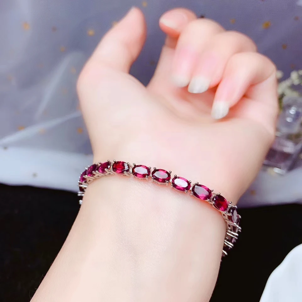 

Ювелирные изделия CoLife простой серебряный пиверс браслет для повседневной носки 24 шт натуральный пироп серебряный браслет 925 серебряный браслет с камнями