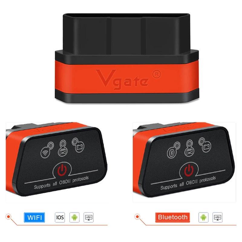Vgate iCar2 ELM327 V2.1 Wifi для IOS/Android OBD2 сканер ELM 327 Bluetooth V2.1 OBD2 OBDII диагностический инструмент автоматический считыватель кодов