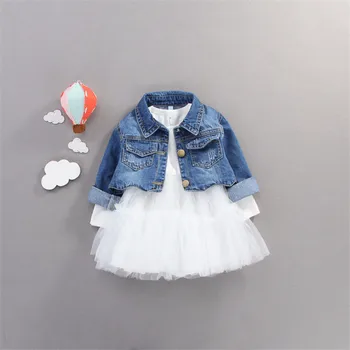 

Fall infant Baby Girls clothes outfits casual sets denim jacket + tutu dress suit for newborn baby girls clothing birthday sets
