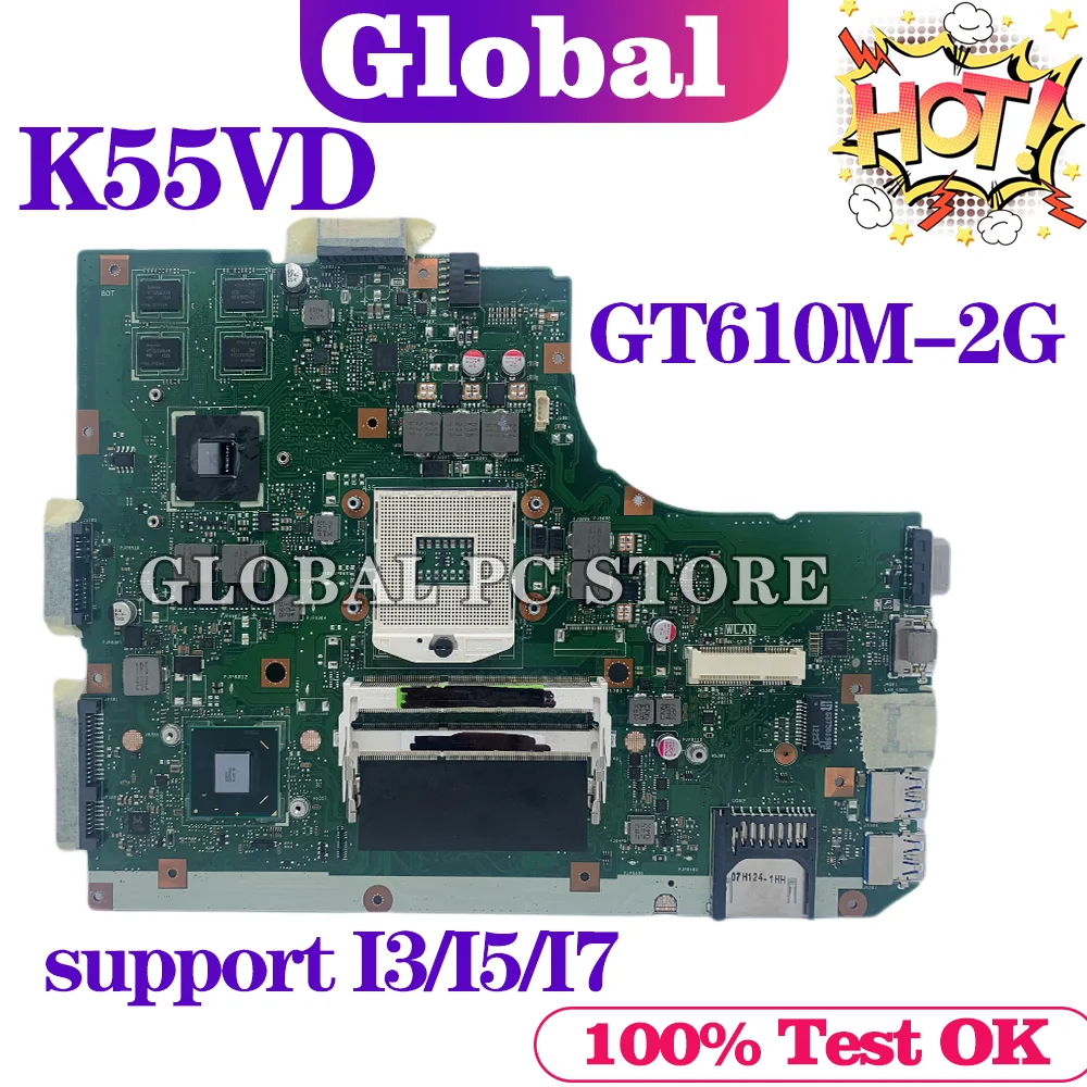 Оригинальная материнская плата ASUS K55VD для ноутбука K55A A55V Core SLJ8E N13M-GE1-S-A1 DDR3