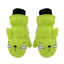 Ветрозащитные водонепроницаемые детские лыжные перчатки плюс бархатные Утепленные перчатки для сноуборда для мальчиков и девочек Нескользящие Детские Зимние варежки детские варежки