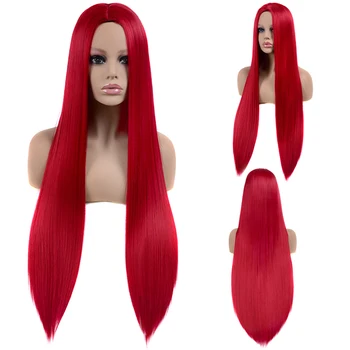 

24 Inch Long Straight Wigs for Women and Ladies Natural Hairline Middle Part Synthetic Full Wig
