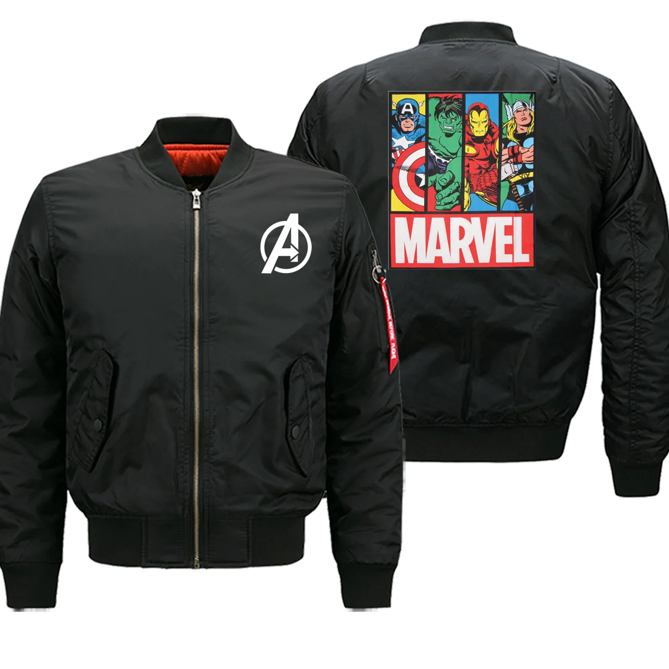 Лидер продаж, зимнее толстое пальто Marvel, Мстители, мужские куртки, уличная мода, куртка-бомбер на молнии, Военная Повседневная мотоциклетная куртка - Цвет: black6