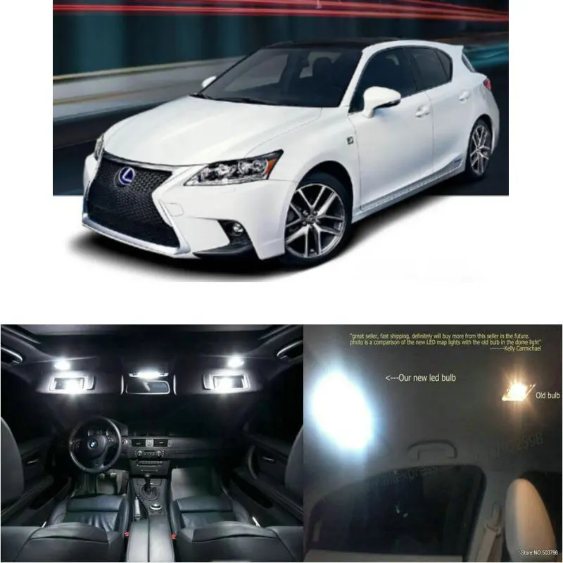 

LED Interior Car Lights For lexus ct200h room dome map reading foot door lamp error free 8pc