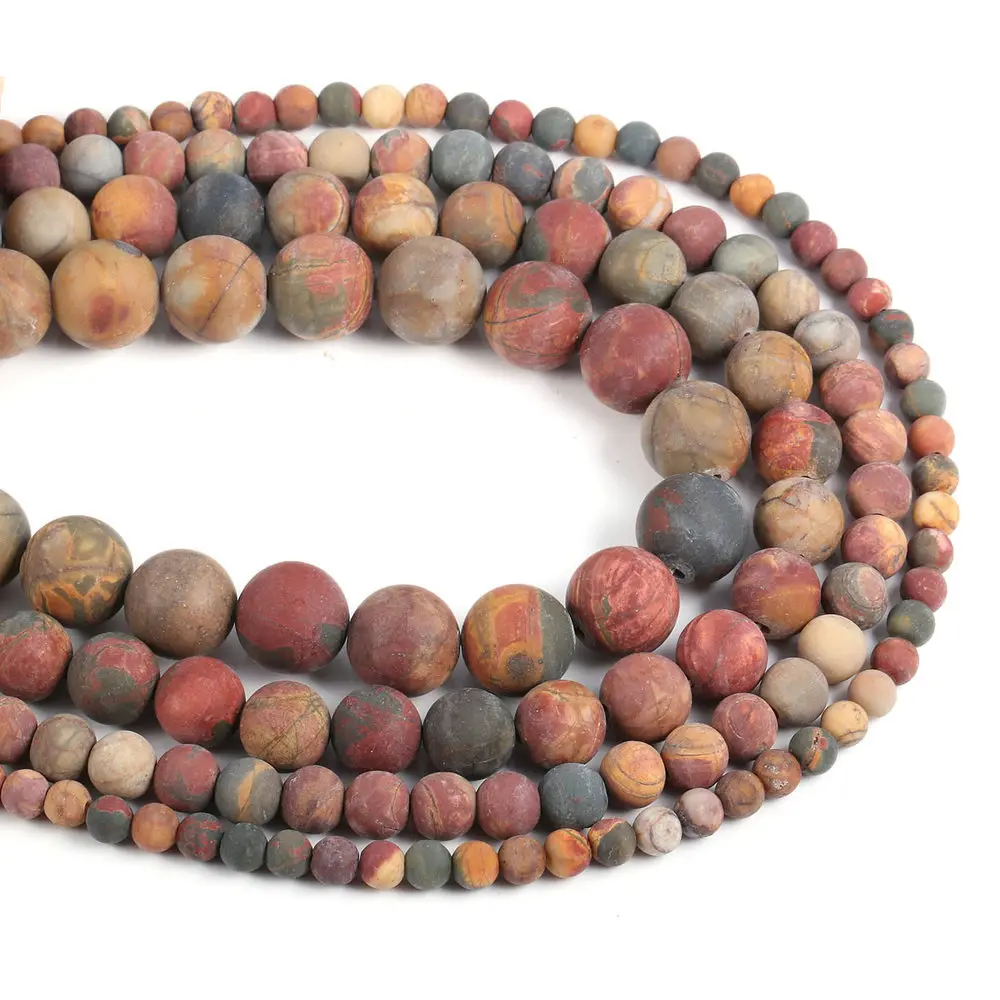 

2020 Natural Frosted Pablo Picasso stone Loose Beads Round Shape Making DIY for Jewelry Bracelet Necklace Accessories for Women