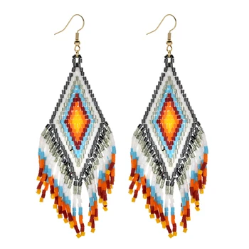 ZMZY Tassel Earring Miyuki Beads Geometric Earrings Boho Jewelry Vintage Earrings for Women Dangle Statement Earring brincos