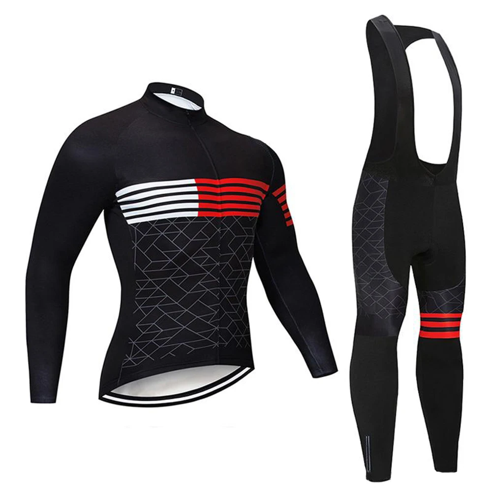 

DsC 2019 ORBEAING Winter Thermal Fleece Warm Cycling Jersey men Cycling bib shorts 12D fietskleding wielrennen winter heren set