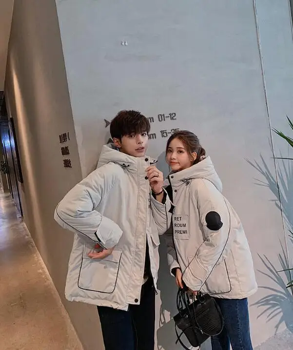 Осенне-зимний пуховик для женщин, для влюбленных, большой размер, Студенческая куртка с карманами, трендовая куртка с капюшоном с буквенным принтом, cc1116 - Цвет: Photo Color
