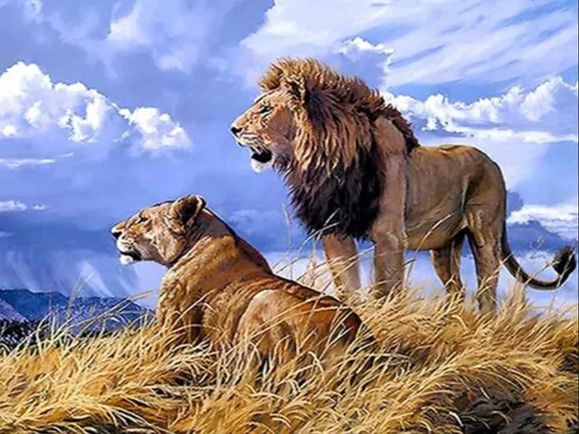 Diy 5D Diamond Mosaic Lion Tiger Handmade Diamond Painting Cross Stitch Kits Diamond Embroidery Patterns Rhinestones Arts Jh043 - Цвет: JH043-6