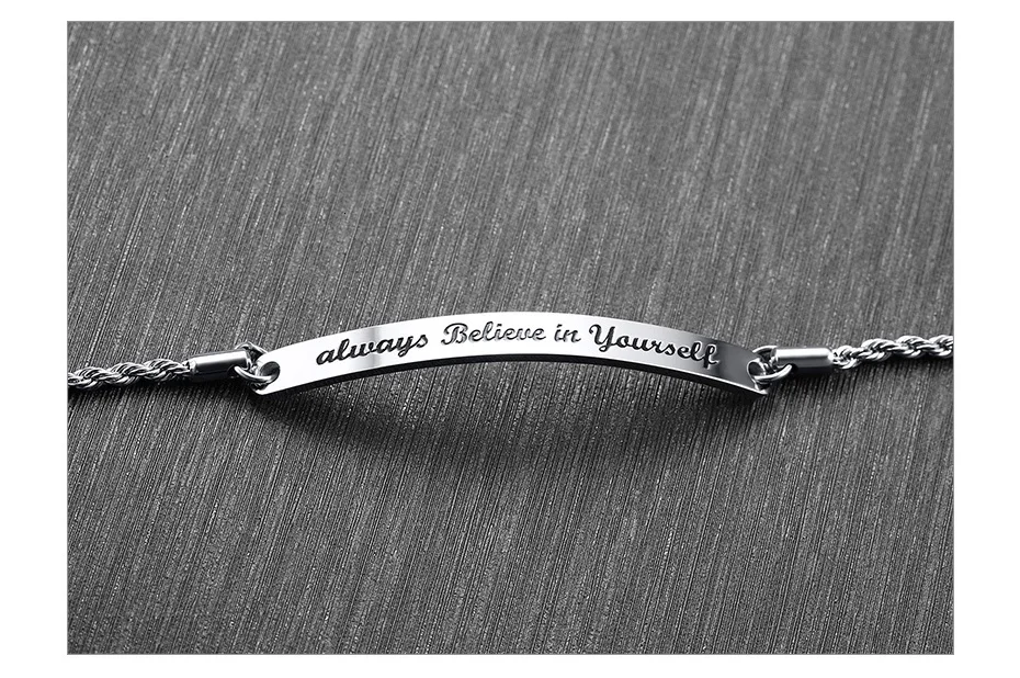 Vnox Women Inspirational Quote Bar Bracelets Personalized Engraved ID Bangles for Lady Female Girl Sister BFF Friends Gifts