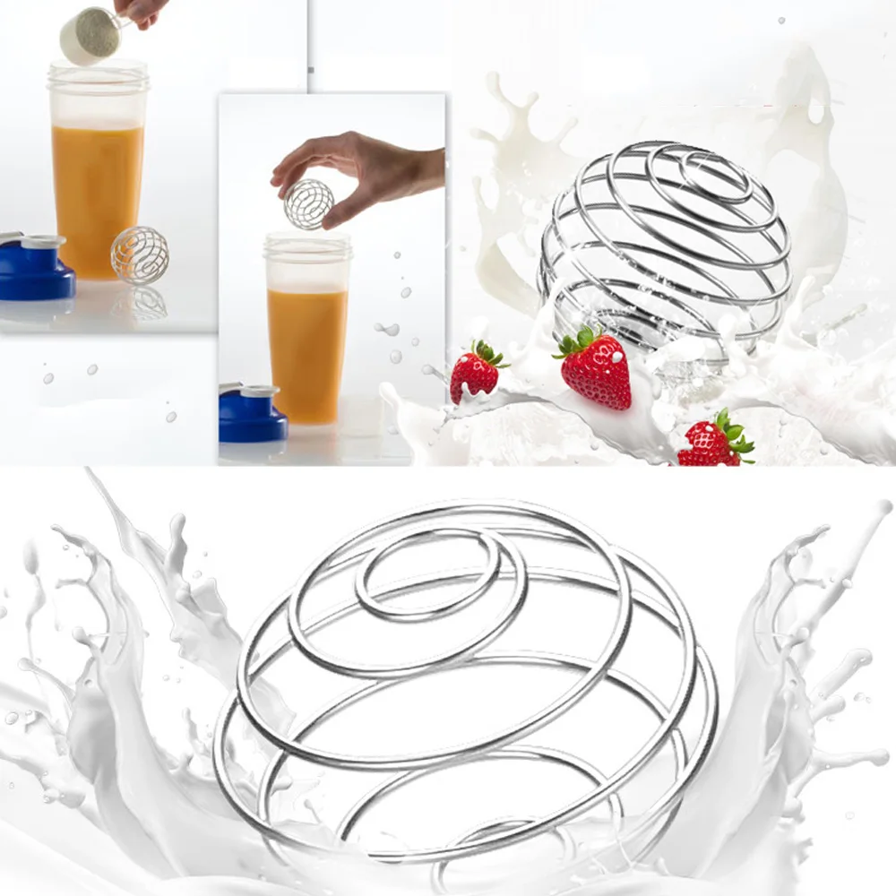1 4pcs High Quality Milkshake Protein Shaker Ball Wire Mixer Mixing Whisk Stainless Steel Spring
