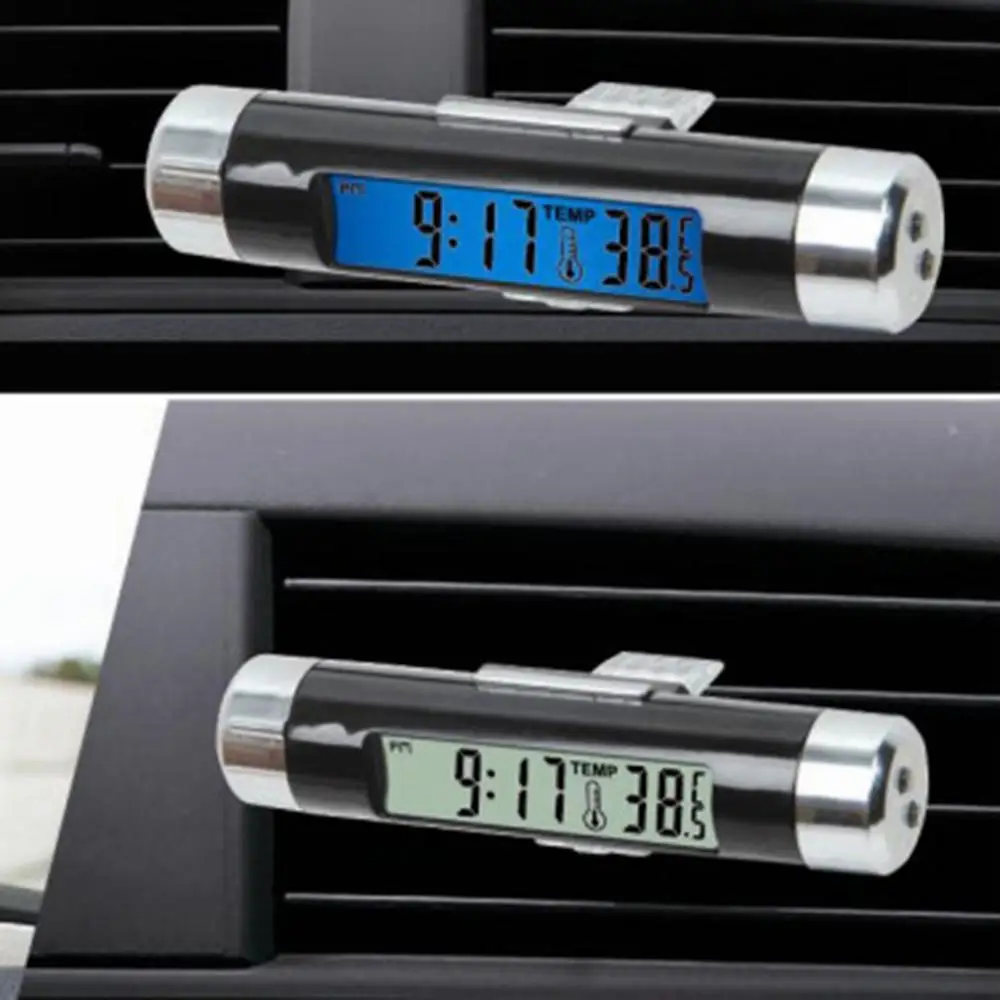 Digital LED Car Clock Thermometer Electronic Time Air Conditioning Vent Backlight Temperature Voltage Meter |