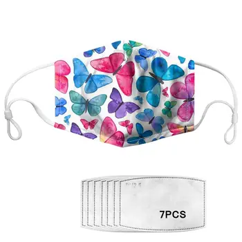 

Fashion Beautiful Butterfly Pattern Women Mouth Mask Elastic Dustproof Washable Adults Purple Face Mask Dropshipping