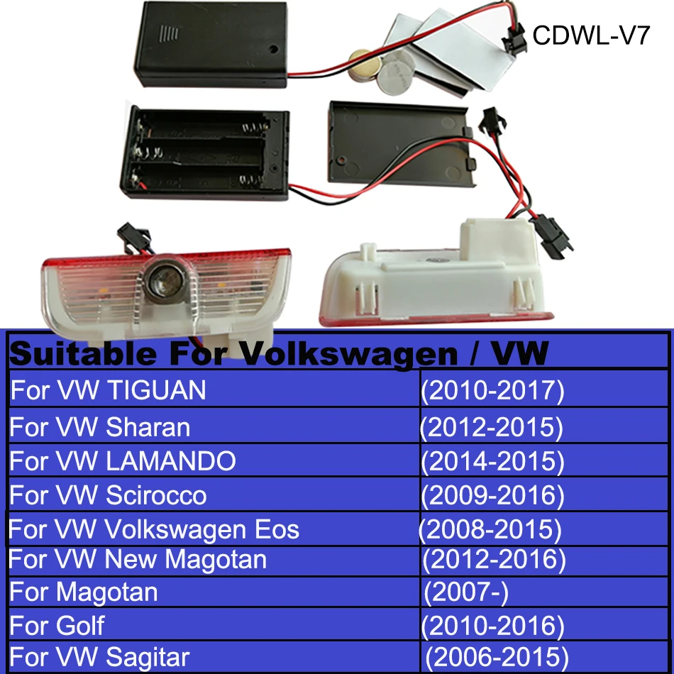 Светодиодный светильник для двери автомобиля с логотипом Luces Para Luz для Volkswagen Touran Passat B3 B5 B6 B7 Golf Eos Touareg Scirocco