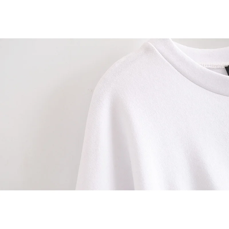Fashion Za Women Sweatshirt Casual White Black Patchwork Oversized Sweatshirts Long Sleeve O Neck Pullover female Loose Top
