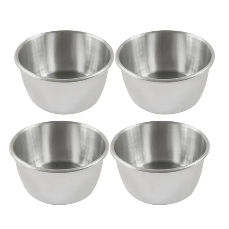 2pcs Stainless Steel Appetizer Serving Tray Sauce Dish Miniature Spice Dips Bowl 